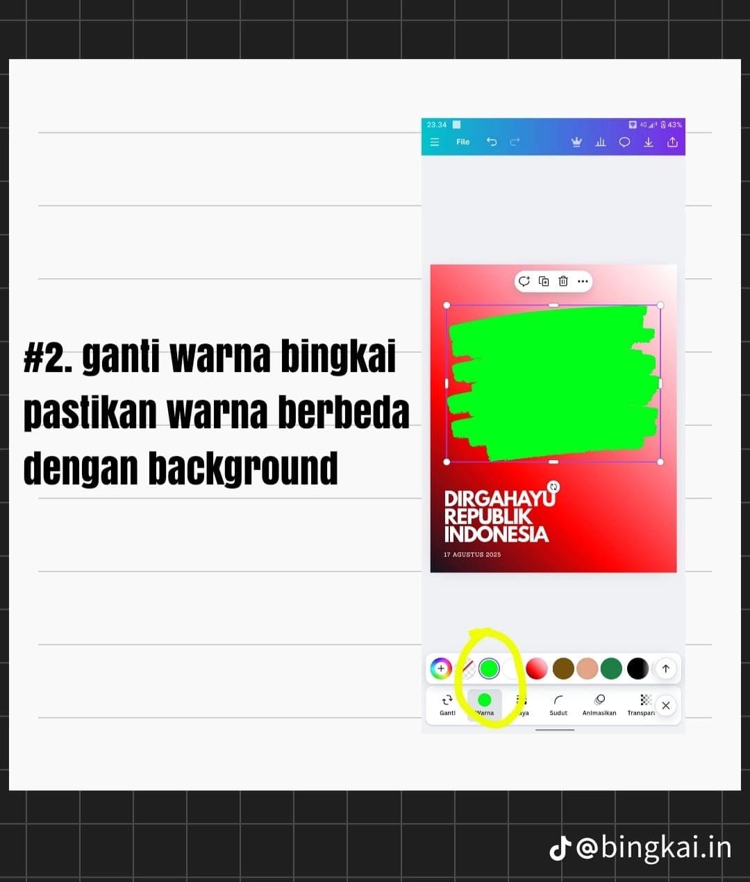 Simulasi Area Transparan dengan Warna Hijau