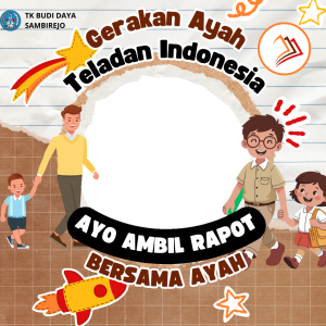 Bingkai mengambil raport bersama ayah